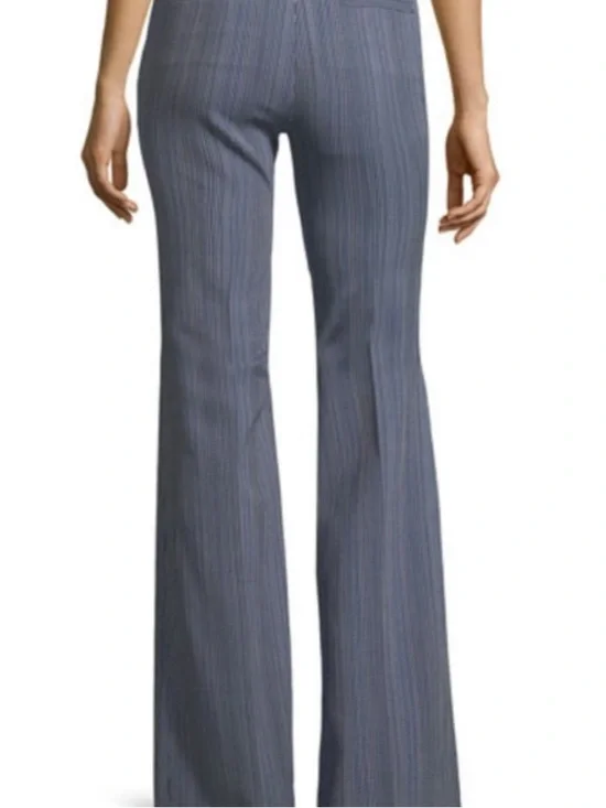 Theory | Women’s Blue/Multi Pinstripe Wool Flare Leg Demetria 2 Eldora Trouser 0 - Picture 4 of 16